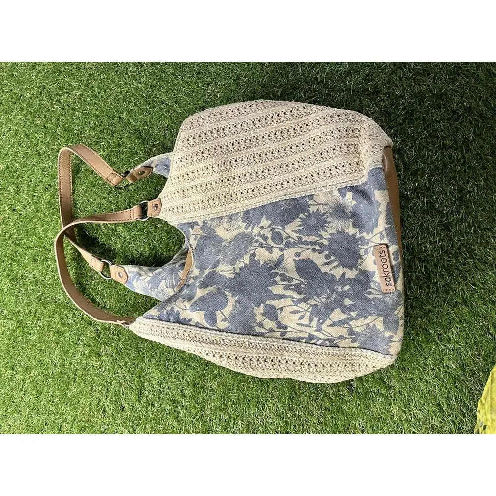 Sakroots‎ Bohemian Crochet and Canvas Shoulder Bag Beach Coastal Vibes Cruise